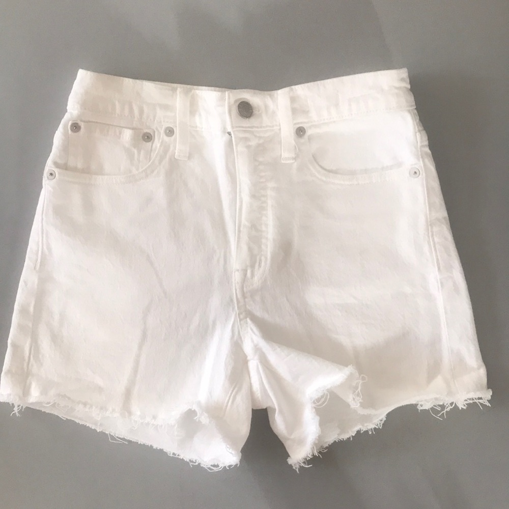 Madewell High Rise White Denim Shorts